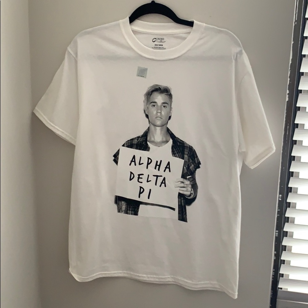 NWOT Alpha Delta Pi sorority Justin Bieber tee
